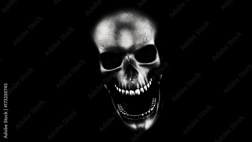 Human Skull On Black Background 3D Rendering Human Skull On Black Background 3D Rendering