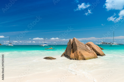 Anse Lazio rocks and beach in Praslin, Seychelles © jovannig