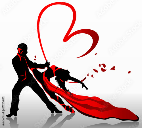 Beautiful couple in passionate dance.