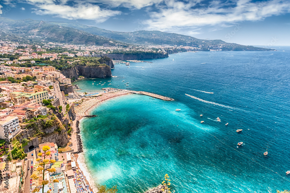 Scenic aerial view of Sorrento, Italy, during summertime