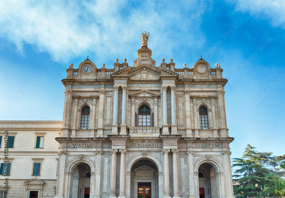 Facade of Church of Our Lady of Rosary, Pompei, Italy
