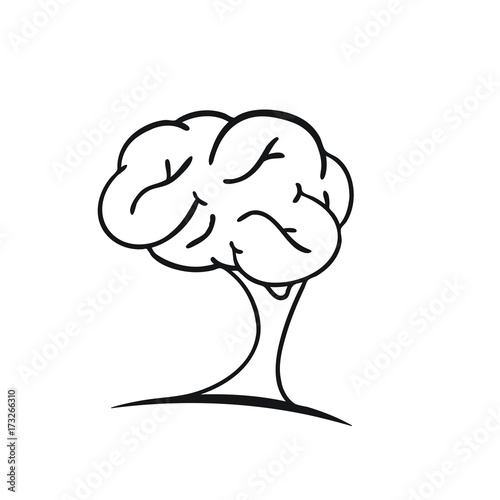 line art brain tree