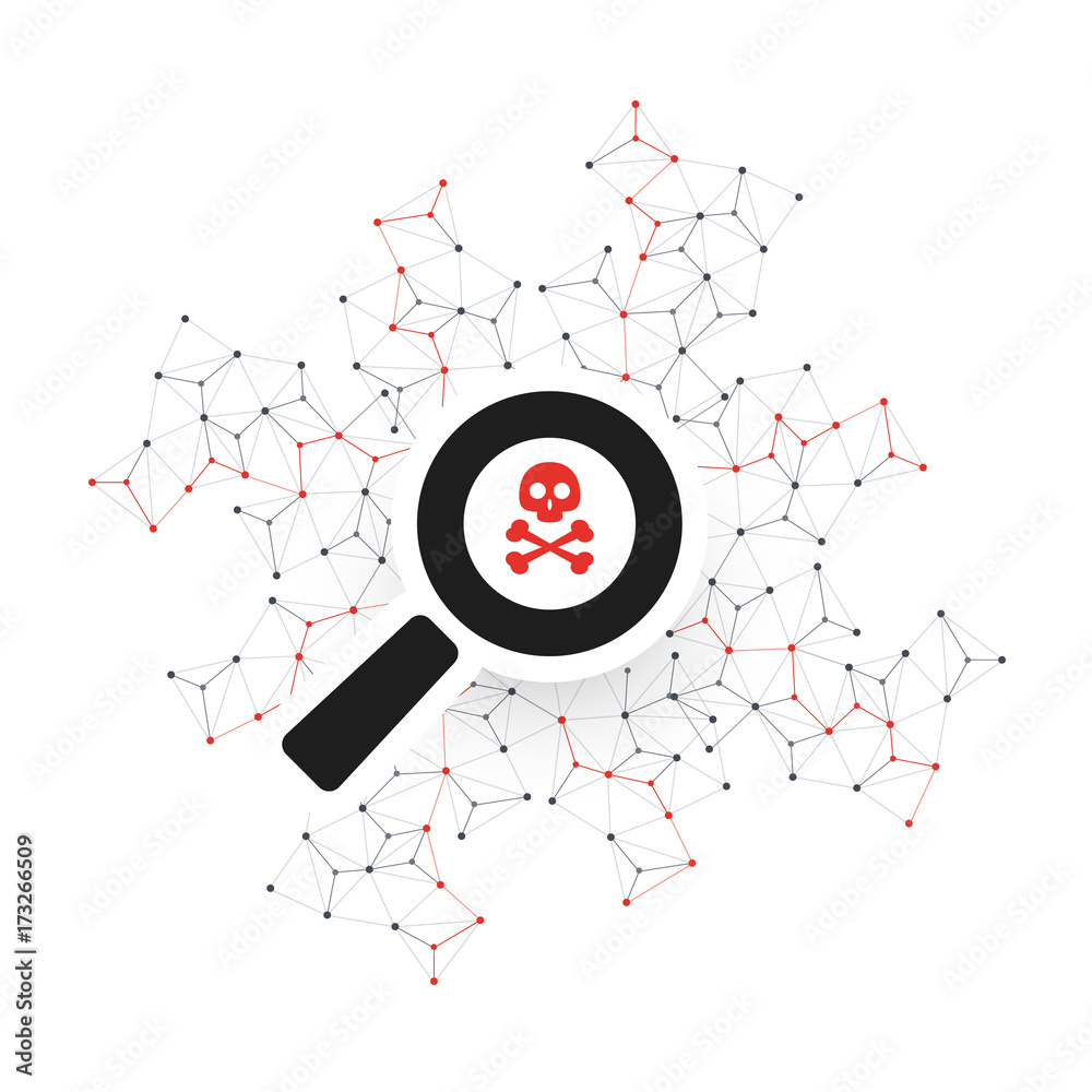 Obraz premium Security Audit, Virus Scanning, Cleaning, Eliminating Malware, Ransomware, Fraud, Spam, Phishing, Email Scam, Hacker Attack Effects and Damage - IT Security Concept Design, Vector illustration