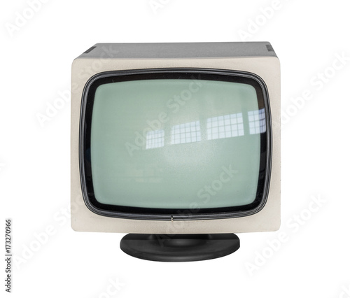 Old monitor or TV isolated on white.