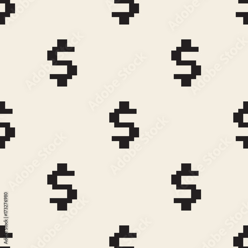seamless monochrome pixel dollar pattern background