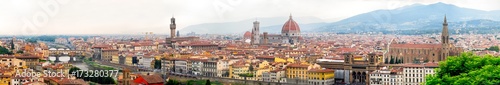 Panoramic view of the historic centre of Florence in Italy including several famous landmarks