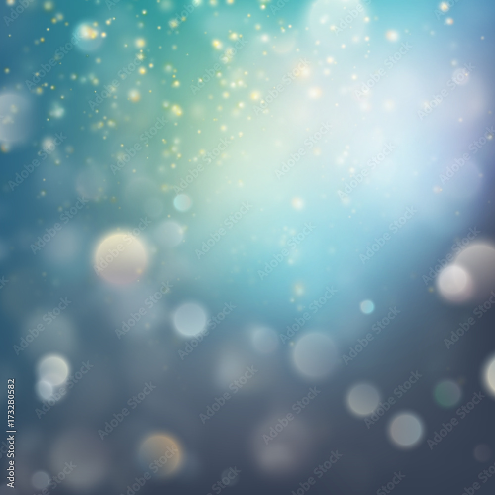 Lights on blue background bokeh effect. EPS 10 vector