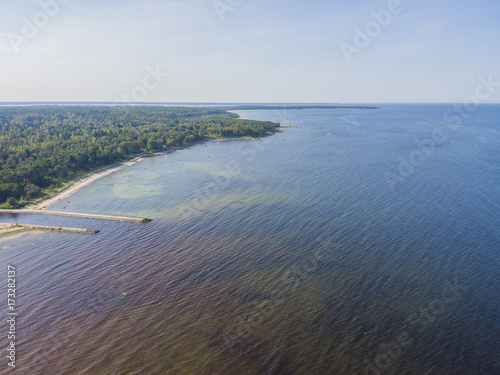 Aerial Panoramic view of Baltic Sea in summer