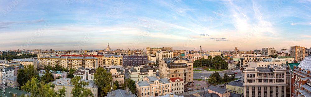 MOSCOW, RUSSIA - SEPTEMBER 9, 2017: View from the roof to the capital of the Russian Federation
