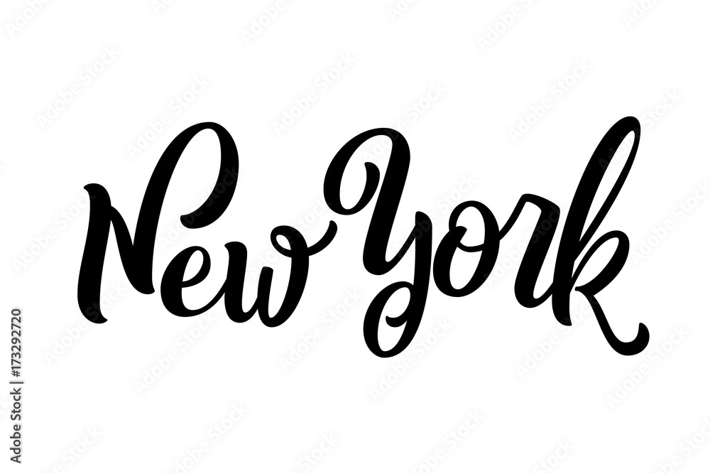 Handwritten city name. Handlettering calligraphy. New York. Handmade vector Lettering. Stock Handwritten city name. Handlettering calligraphy. New York. Handmade vector Lettering. Stock