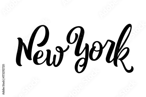 Handwritten city name. Hand-lettering calligraphy. New York. Handmade vector Lettering.