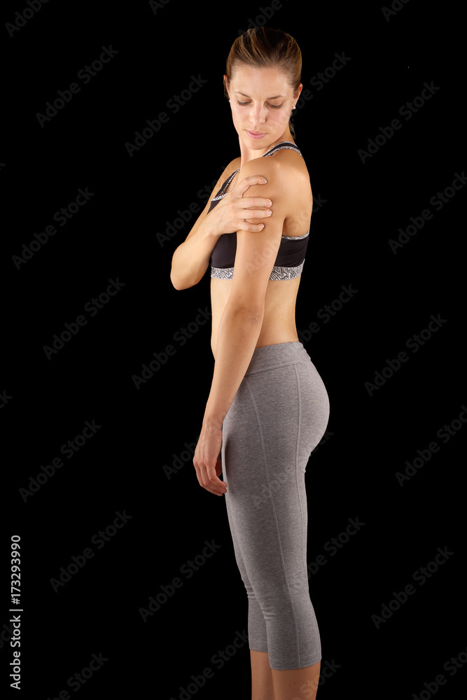 Naklejka premium Acute pain in a woman shoulder.