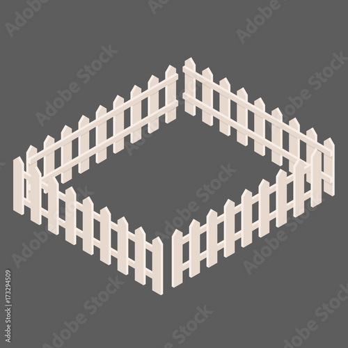 Set of  Fences Vectors in Isometric View. Collection of  Wooden Fences for Yard Isolated on White Background