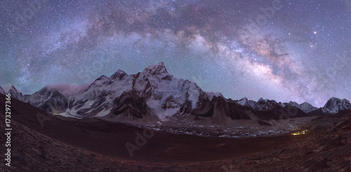 Milky Way over mount everest range, Himalayas, Nepal