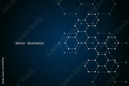 Abstract hexagonal molecule background, genetic and chemical compounds, scientific or technological concept vector illustration