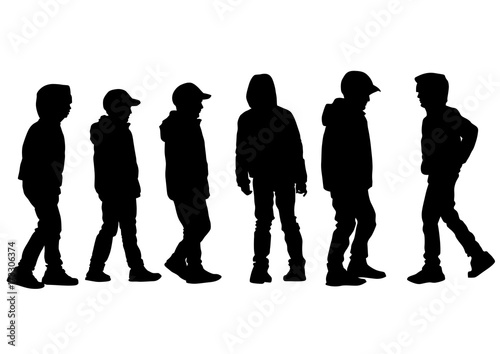 Little boys go on a white background