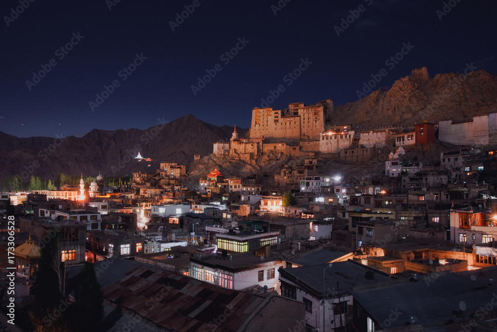 Tibetan village at night
