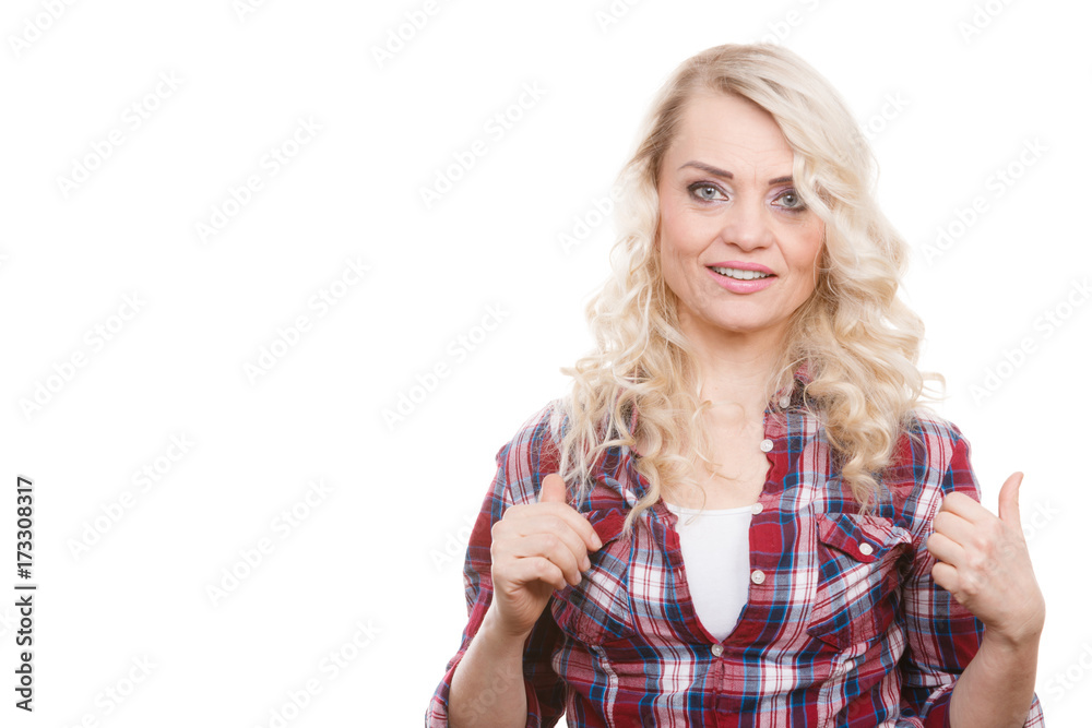 Portrait of mid aged blonde woman Portrait of mid aged blonde woman
