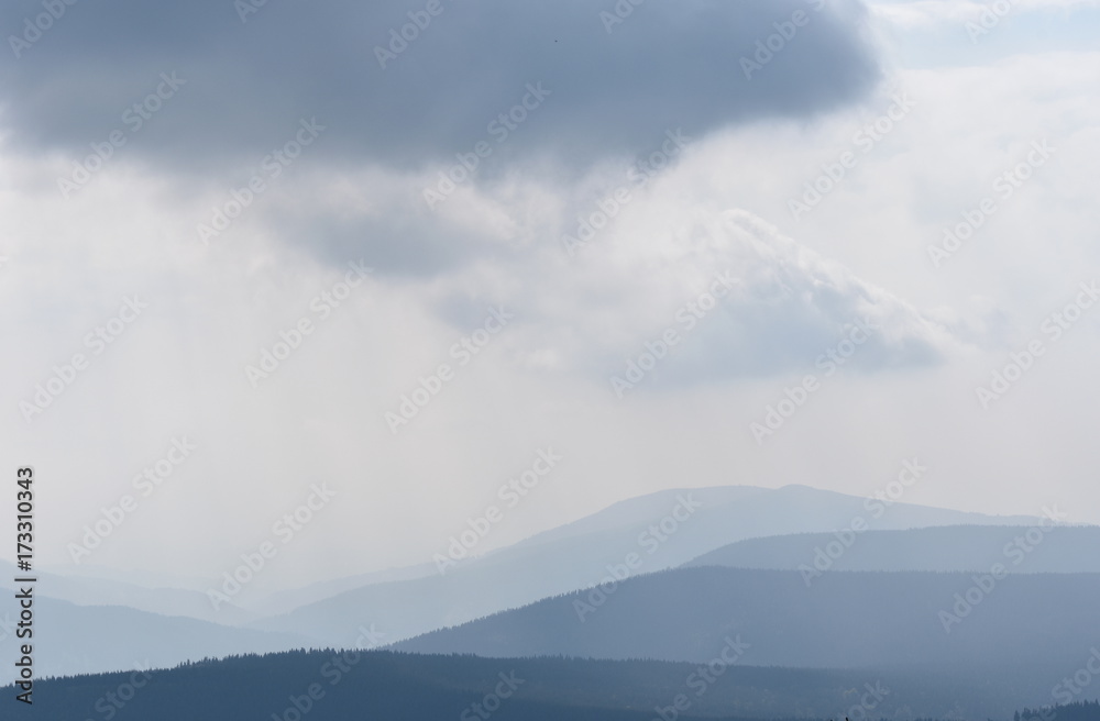 Panoramic View of Mountains in Mist Panoramic View of Mountains in Mist