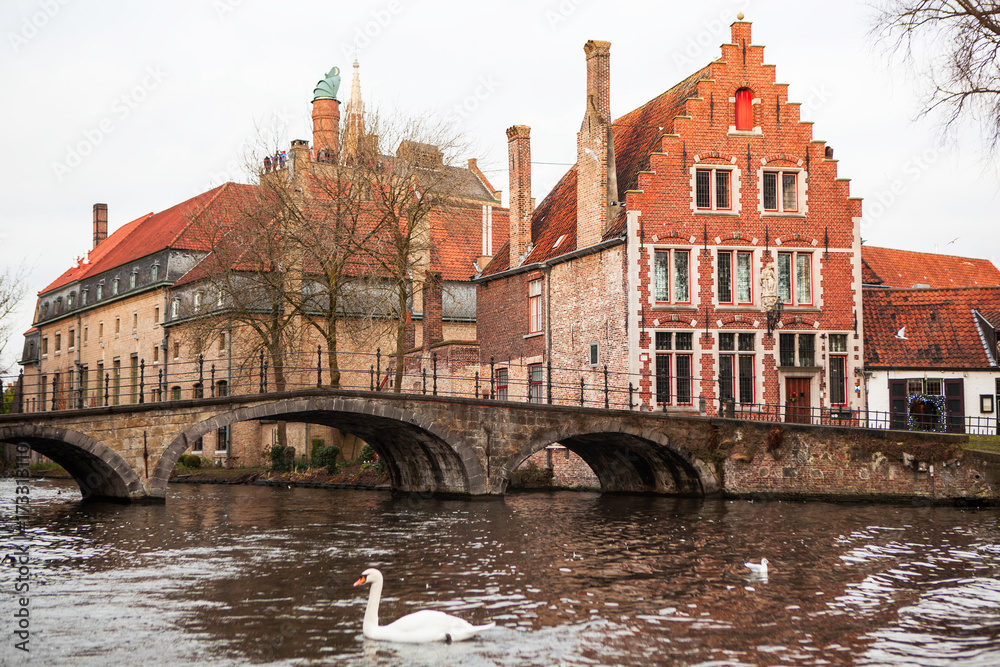 The view of Bruges from the river.