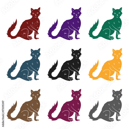 British Semi-longhair icon in black style isolated on white background. Cat breeds symbol stock vector illustration.
