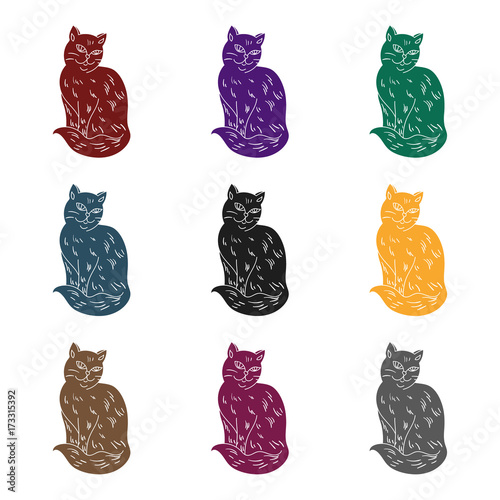 Nebelung icon in black style isolated on white background. Cat breeds symbol stock vector illustration.