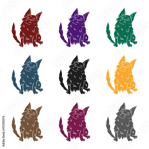 Turkish Angora icon in black style isolated on white background. Cat breeds symbol stock vector illustration.