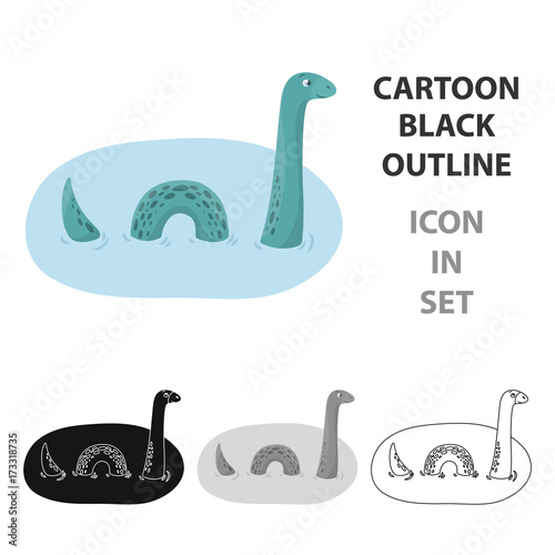 Loch Ness monster icon in cartoon style isolated on white background. Scotland country symbol stock vector illustration.