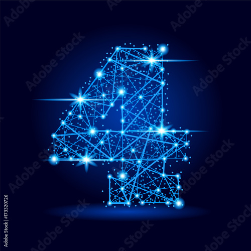 4 letter futuristic polygonal line space stars