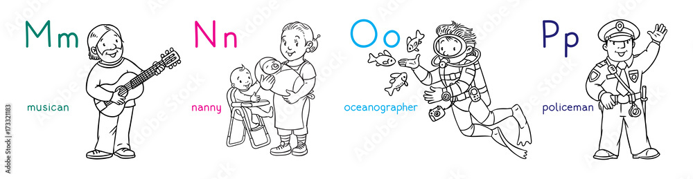 ABC professions coloring book set. ABC professions coloring book set.