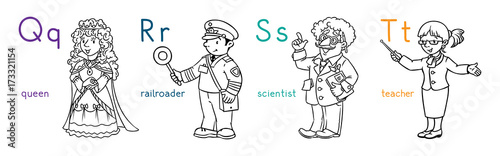 ABC professions coloring book set.