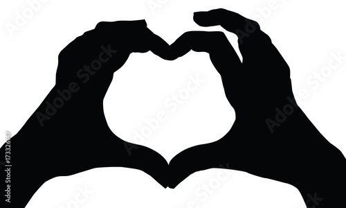 Vector silhouette of hands holding hand sign.