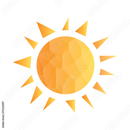 Yellow segmented geometric sun with rays vector.