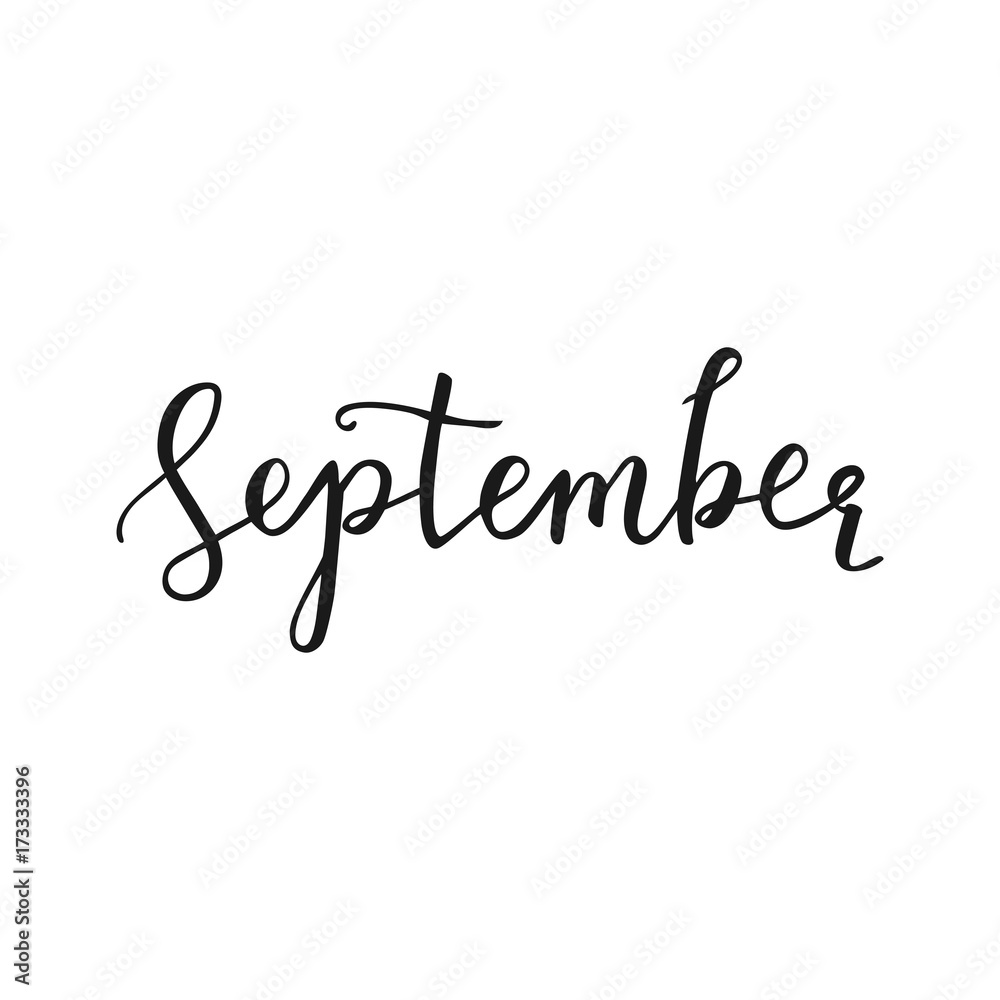 Hand drawn typography lettering September Calligraphy graphic design