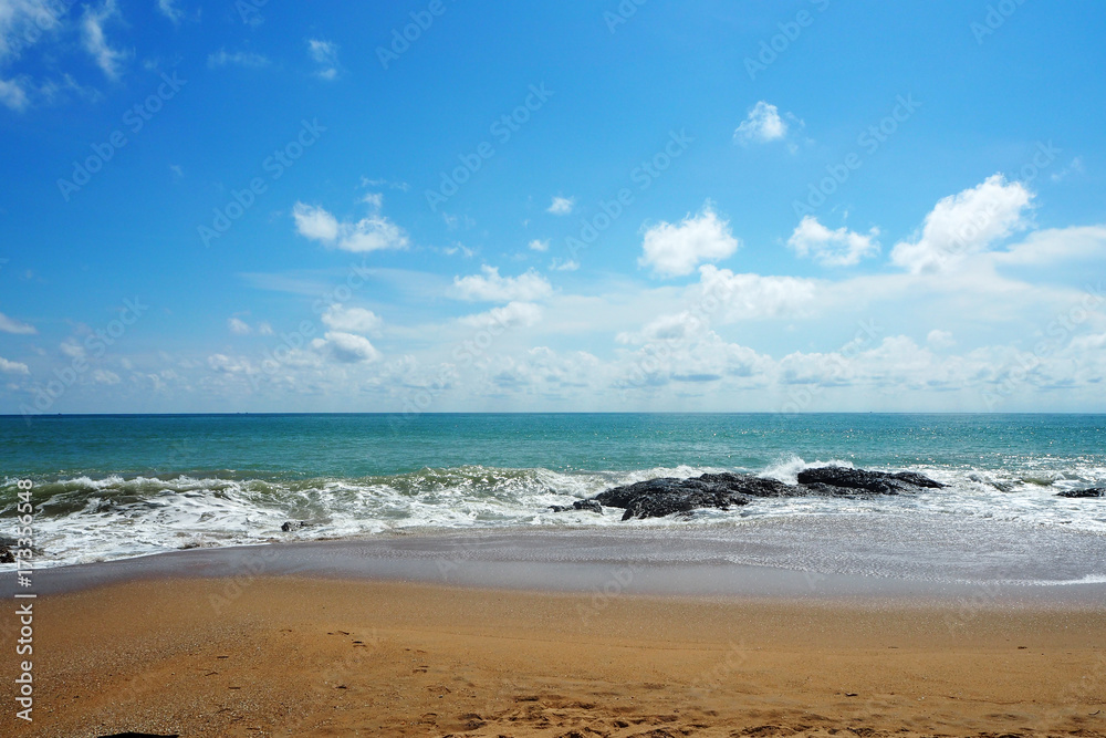 Rock on the beach with sea view and clear sky - Image for Holidays