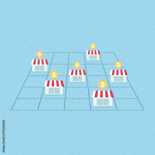 Business concept make money with franchise store. vector