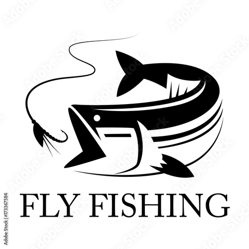 graphic fly fishing, vector