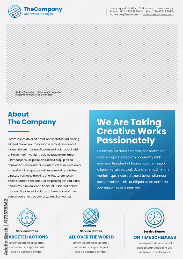 A4 Multipurpose Flyer template in light blue A4 Multipurpose Flyer template in light blue