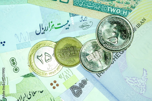 Close-up Iranian banknote and currency, Rials, Islamic Republic of Iran photo