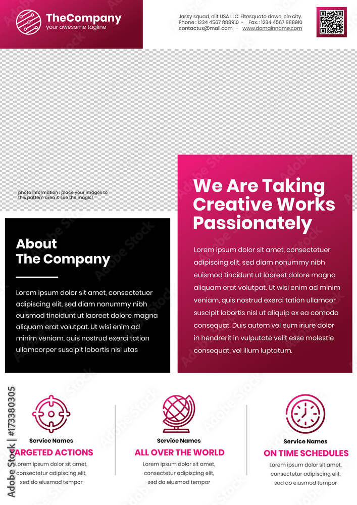 An amazing professional flyet template in A4 size with magenta color An amazing professional flyet template in A4 size with magenta color