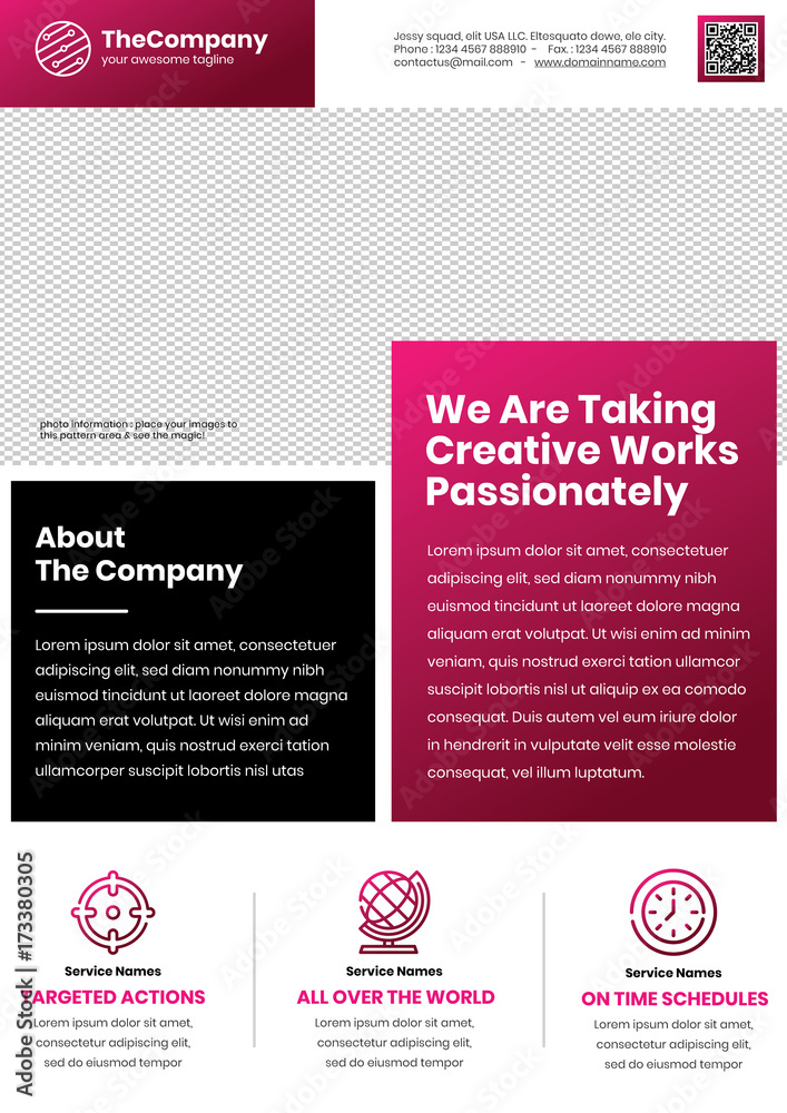 An amazing professional flyet template in A4 size with magenta color