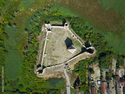 Air view of ruins of Bac fortress in Serbia