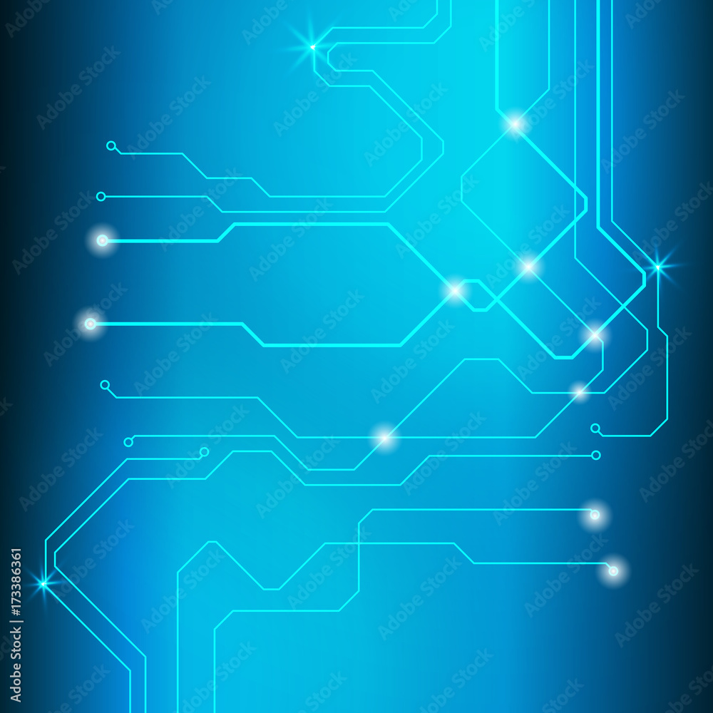 Fototapeta premium Blue Abstract Circuit Board Hi Technology Scifi Idea Concept Vector Background