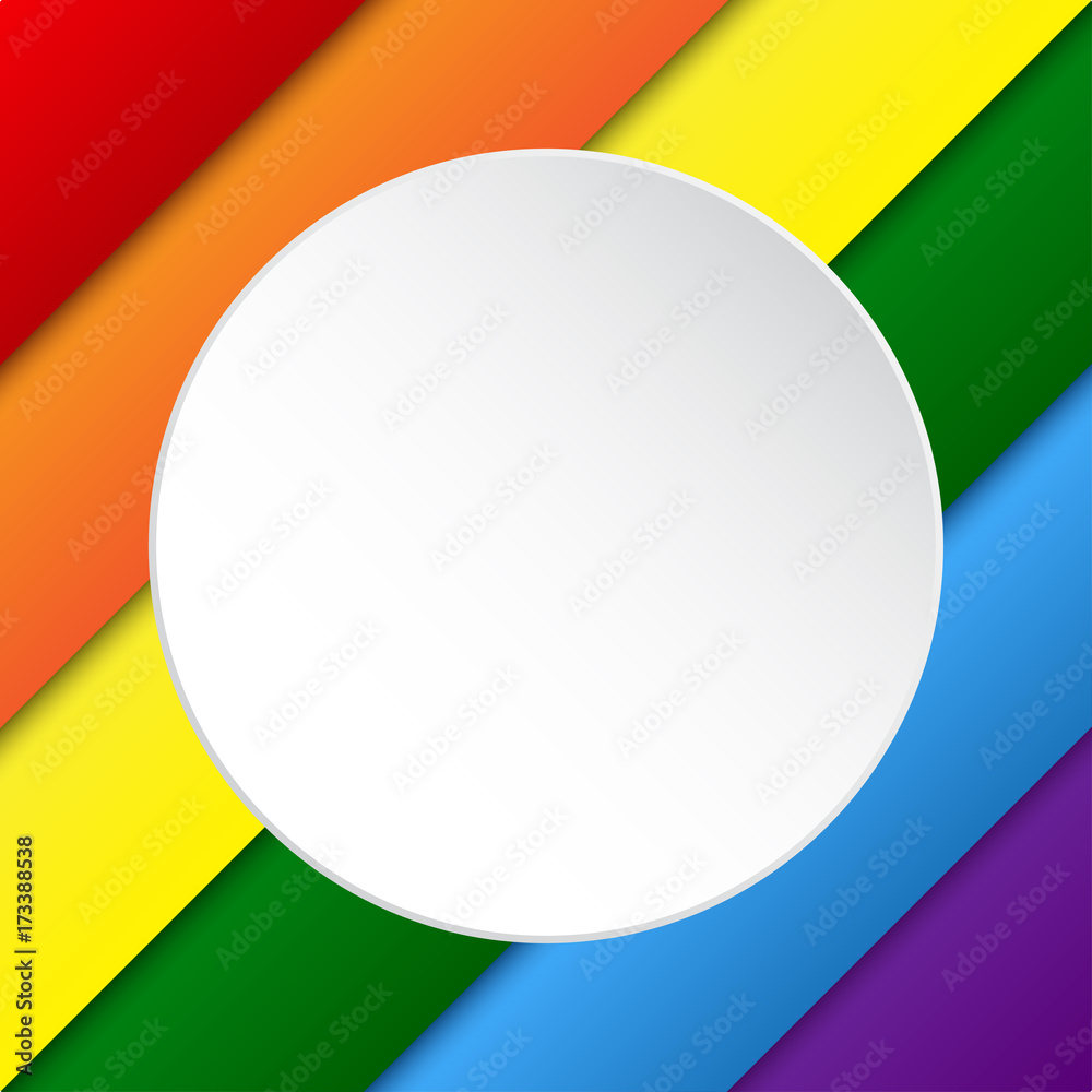 Vector Diagonal Lgbt Rainbow Flag. White Circle Vector Diagonal Lgbt Rainbow Flag. White Circle