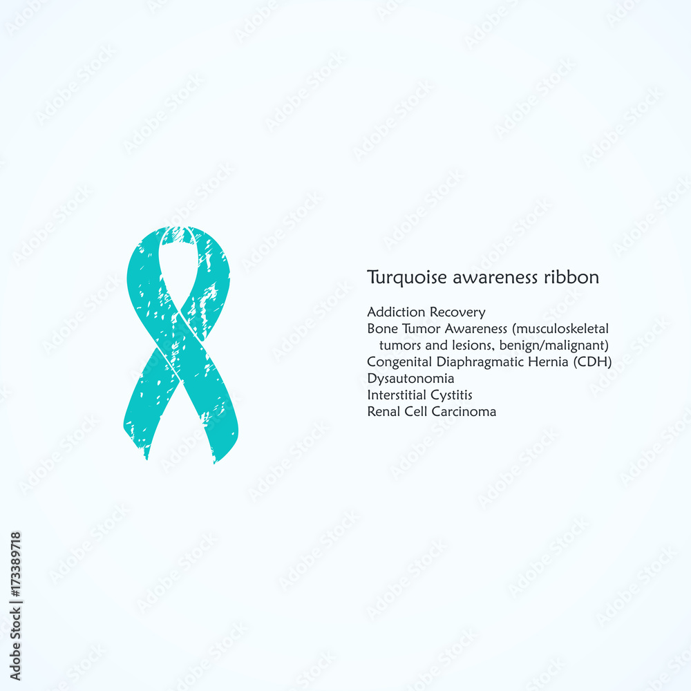 Vecteur Stock Awareness Turquoise ribbon. Painted. Addiction Recovery ...