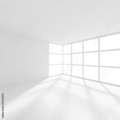 Abstract Interior Concept. White Modern Room with Window
