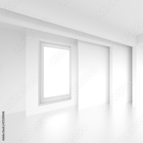 Abstract Interior Concept. White Modern Room with Window