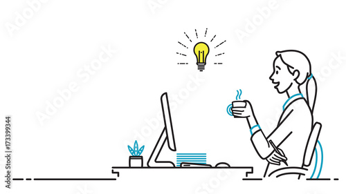 Business woman getting idea at workplace