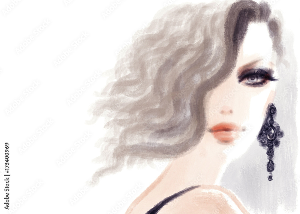 Makeup. Fashion illustration. Beautiful woman face Makeup. Fashion illustration. Beautiful woman face