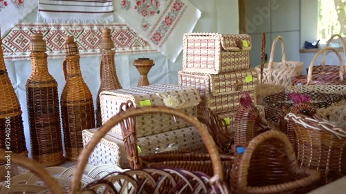 Exhibition of caneworks for sale, panning